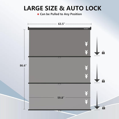 RAUBAY Intrekbare pull-down grijze schermachtergrond - 152 x 220 cm inklapbare muurgemonteerde achtergrond voor professionele videoproductie, fotografie, TikTok en videoconferenties