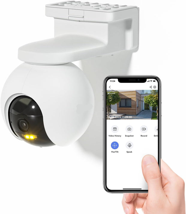 Beveiligingscamera Buiten - WiFi-bewakingscamera - Camerabewaking - Ddraadloos - 10400mAh - met Automatische Tracking - Persoonsdetectie - Nachtzicht in Kleur - Tweewegaudio - Actieve Verdediging - Type C - Wit