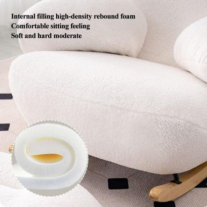 Wiegstoel – Schommelstoel – Fauteuil – Relaxstoel – Loungechair – Crèmekleurige Stof – Ergonomisch Ontwerp – Inclusief Voetenbankje