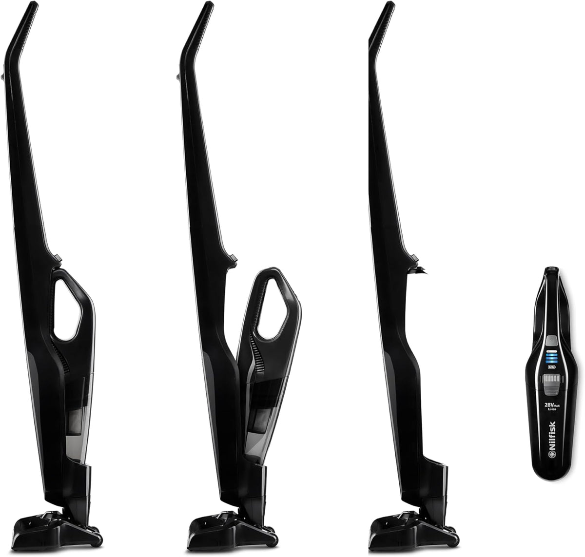 Nilfisk Easy 2-in-1 Steelstofzuiger – Snoerloze en Zakloze Stofzuiger – Steelstofzuiger en Kruimeldief, 28V – Zwart
