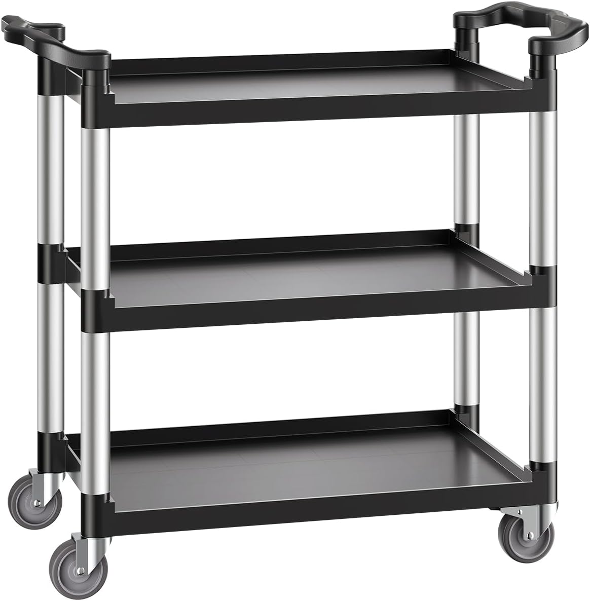 Rolkar 3-Laags – Servicewagen – Serveerwagen – Keukenkar – Transportkar – Kunststof Met Aluminium Frame – 360° Draaibare Wielen Met 2 Remmen