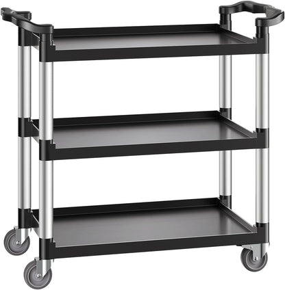 Rolkar 3-Laags – Servicewagen – Serveerwagen – Keukenkar – Transportkar – Kunststof Met Aluminium Frame – 360° Draaibare Wielen Met 2 Remmen