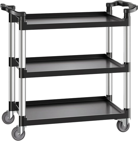 Rolkar 3-Laags – Servicewagen – Serveerwagen – Keukenkar – Transportkar – Kunststof Met Aluminium Frame – 360° Draaibare Wielen Met 2 Remmen