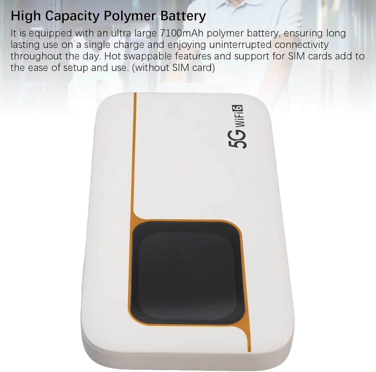 Ejoyous 5G Mobiele Hotspot, Draagbare WiFi-hotspot IP67 Waterdicht 7100 MAh WIFI6 2,4 GHz / 5,8 GHz 16 Apparaten met Simkaartsleuf, voor Reizen Thuis Gamen