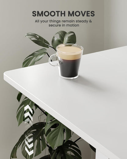 ErGear Sta-Bureau, 100 x 60 cm Hoogte Verstelbaar Elektrisch Zit-Sta Bureau Met Splitplank, Rugzakhaak en Slim Paneel Met 4 Geheugenstanden, Thuiskantoor