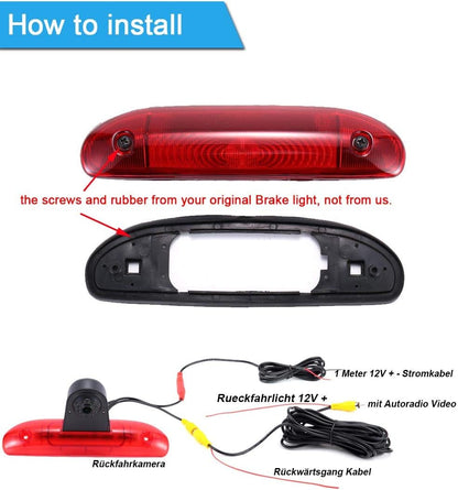 Derde Dak Top Mount Remlamp Reverse Achteruitrijcamera Backup Camera Hoek en afstand Verstelbare IR Nachtzicht voor Fiat Ducato 244 Bus Kasten/Peugeot Boxer/Citroen Jumper 4.3 ''achteruitkijkspiegel