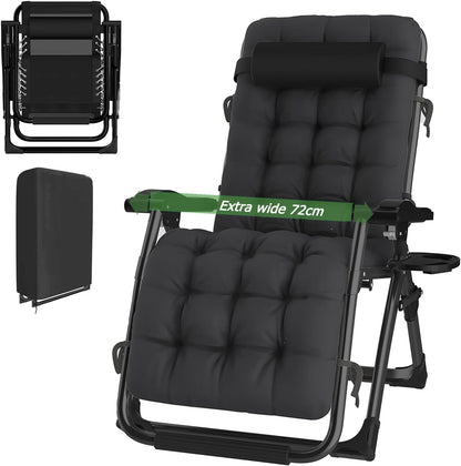 Opvouwbare Tuinligstoel – Zonneligstoel – Relaxstoel – Ligbed – Balkonstoel – Extra Breed 72cm – Verstelbare Rugleuning & Draagvermogen 200 kg