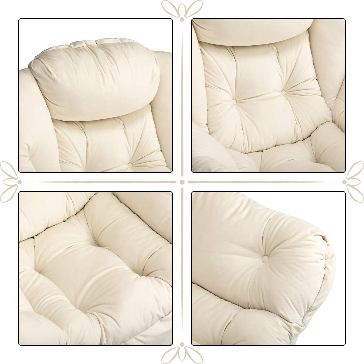 HollyHOME Relax Fauteuil Woonkamer Stoel Slaapkamer Stoel Lounge Stoel met Armleuningen Leesstoel Accentstoel met Stalen Frame, Beige