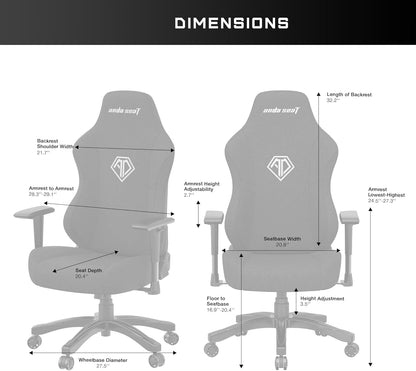 Anda Seat Phantom 3 Gamingstoel, ergonomische bureaustoelen, liggende videogame-gamestoel, nek- en lendenrugsteun - grote premium zwarte pvc-lederen gamingstoel voor volwassenen