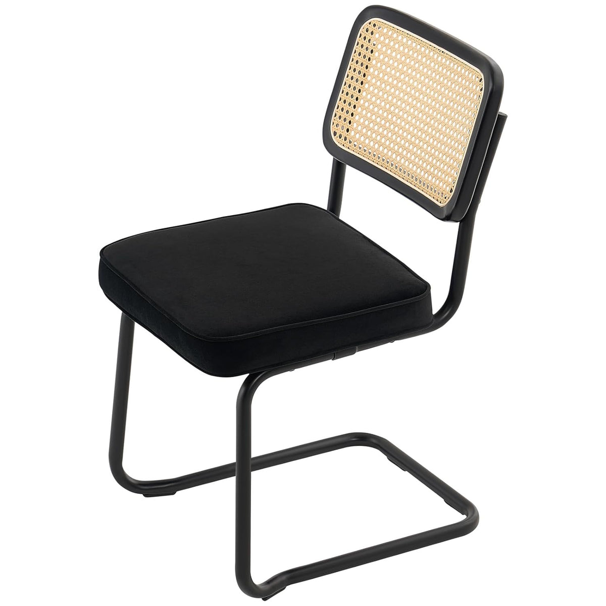 VEVOR Stoel van rotan, fluweel, zwart, 4 stoelen