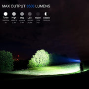 Zaklamp - Tactische Zaklamp - LED-buitenlamp - Krachtige - Oplaadbare - Draagbare - met Batterij - voor Zoeken - Wandelen - Noodsituatie - USB Kabel - 3500Lm - 5500 mAh - 2.6V