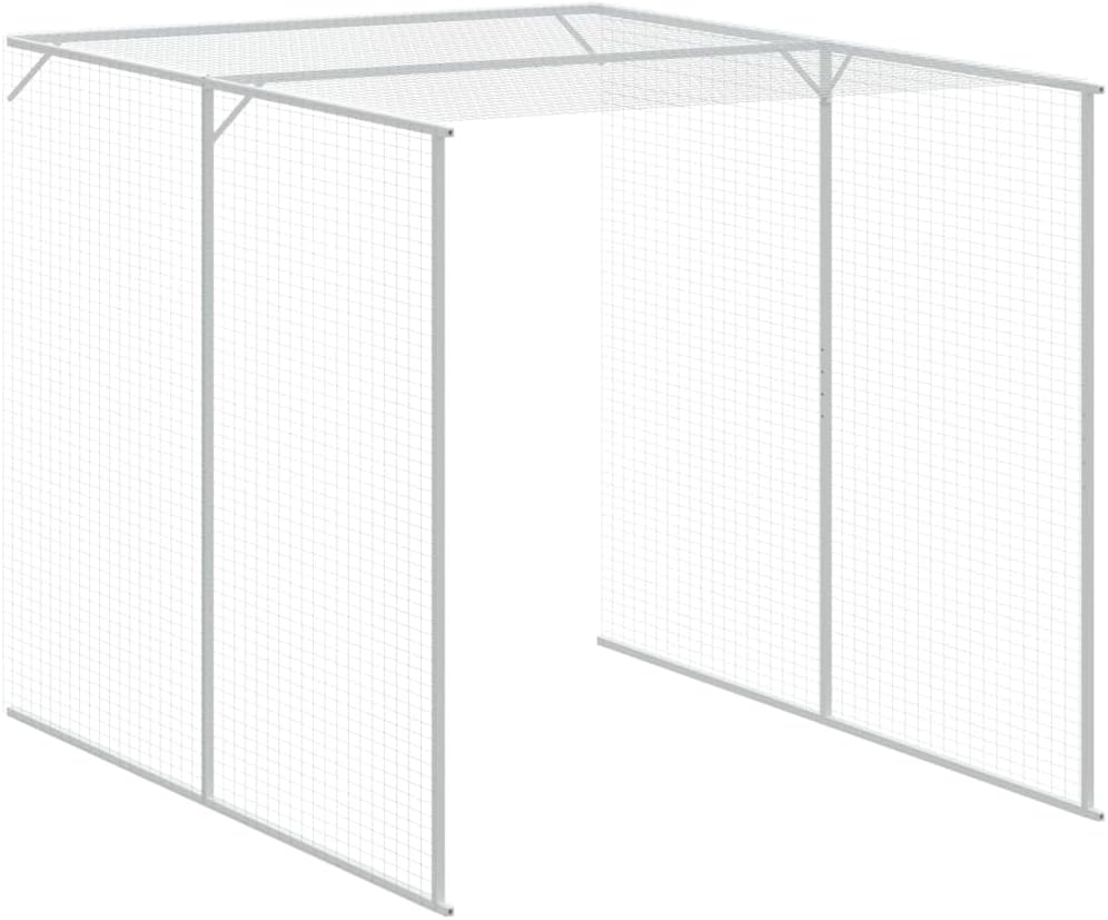 vidaXL Chicken coop with run 165x455x181cm steel light grey - QUORE