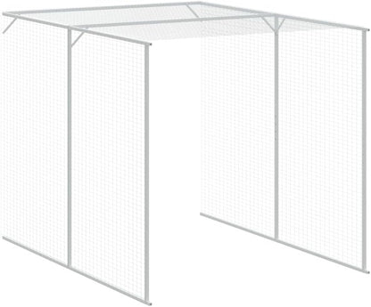 vidaXL Chicken coop with run 165x455x181cm steel light grey - QUORE