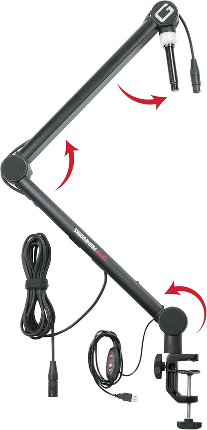Gator Frameworks Professionele Desktop Broadcast/Podcast Microfoon Boom Stand met On-Air Indicator Licht (GFWMICBCBM4000)