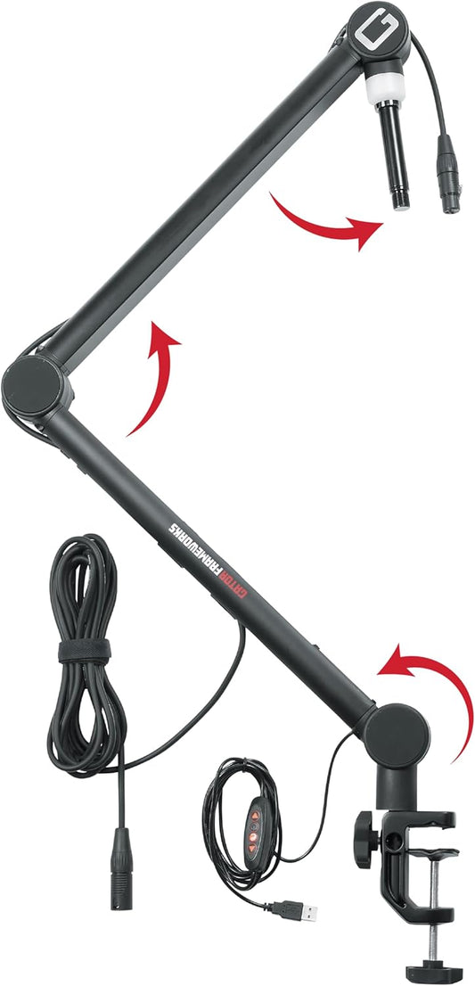 Gator Frameworks Professionele Desktop Broadcast/Podcast Microfoon Boom Stand met On-Air Indicator Licht (GFWMICBCBM4000)