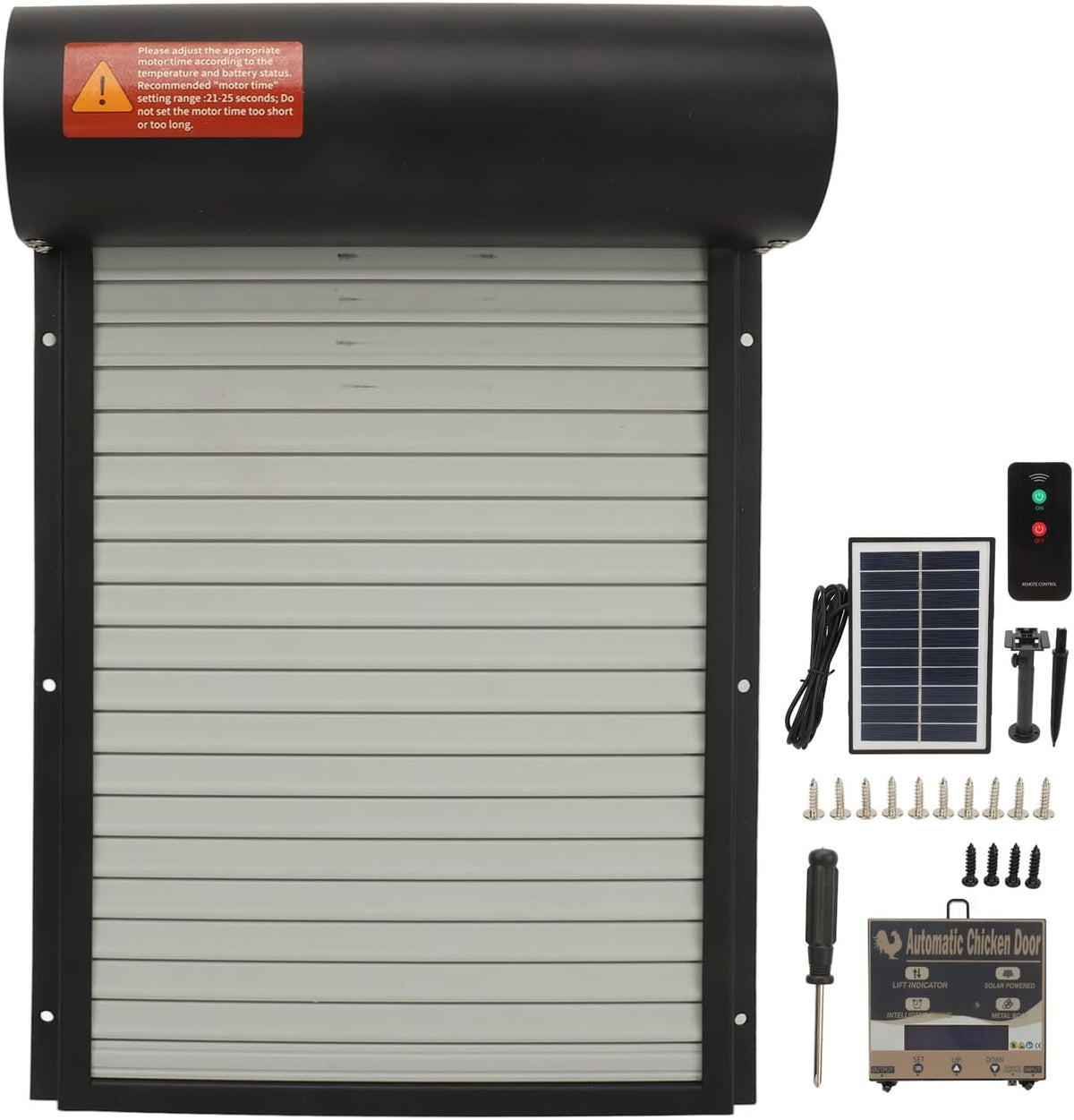 Automatische Hokkendeur – Kippenluik – Kipdeurtje – Hokkenluik – Vogeldeur – Zonne-energie – Lichtsensor Timer – Afstandsbediening – Roestvrij Staal – Helder LED-display