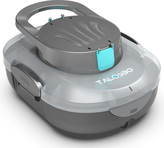 Pleco S1 Zwembadrobot, 80 minuten automatische reiniging, dubbele motoren, zwembadreiniger, zelfparkeerfunctie met 2,5 uur oplaadtijd, zwembadstofzuiger, accu voor vlakke vloeren
