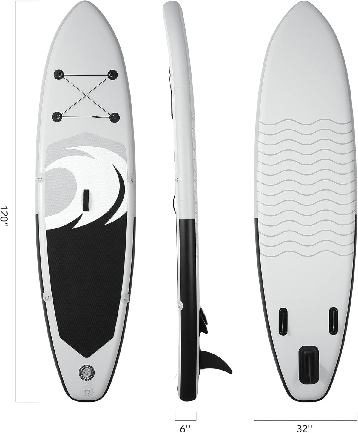 BODIOO Opblaasbaar paddleboard, stand-up paddle-board, SUP met premium paddle-board-accessoires en antislip dek, ISUP-rugzak-paddle-lijnpomp voor visyoga, voor volwassenen en jongeren en kinderen, wit