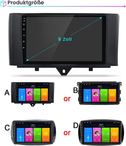 9'' GPS Navigatie Navigatie Navigator Autoradio met CarPlay & Android+Achteruitrijcamera Parkeersysteem Compatibel met Smart Fortwo Forfour Cabrio Cabrio Coupe 451 453 (Navigator D+Camera 8379)