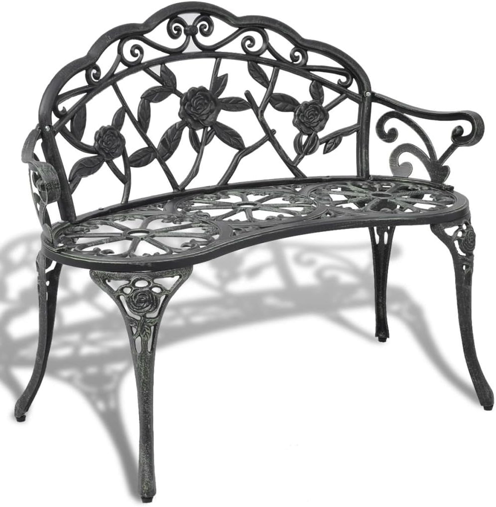 Tidyard Garden Bench 100 cm Aluminium Cast Cast Green 100 x 54 x 80 cm (L x W x H). - QUORE