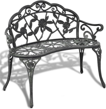 Tidyard Garden Bench 100 cm Aluminium Cast Cast Green 100 x 54 x 80 cm (L x W x H). - QUORE