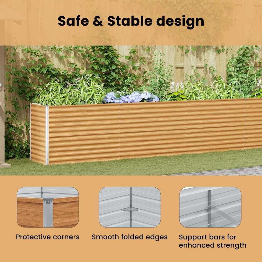 vidaXL Raised Planter 582 x 50 x 68 cm Galvanized Steel, Garden and Patio, Industrial Design, Durable Materials and Modern Styles for Outdoor Spaces, 2 Versatile Uses - QUORE