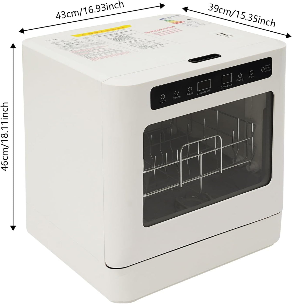 Table Dishwasher, Mini Dishwasher, 800 W, Freestanding Table Dishwasher, 4 Programs, Capacity 6-8 Plates or Bowls, for Homes, Dorms