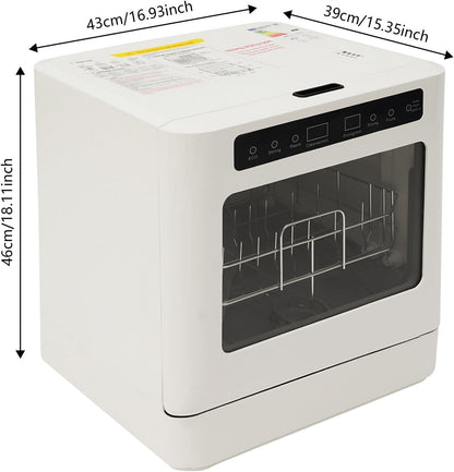 Mini-vaatwasser, 800 W, 2 etages, draagbare tafelvaatwasser, 43 x 39 x 46 cm, vaatwasser, klein, met 4 wasmodi, touch-control, led-display, auto-droging, tafelvaatwasser voor keuken, woonplaats