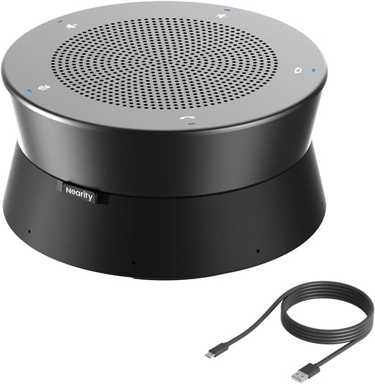NEARITY A11 Conferentie Luidspreker en Microfoon, 4 Microfoons USB Speakerphone met AI Noise Cancelling, 4 m Audio Pickup, Plug and Play Computer Speaker met Microfoon voor Werk/Online