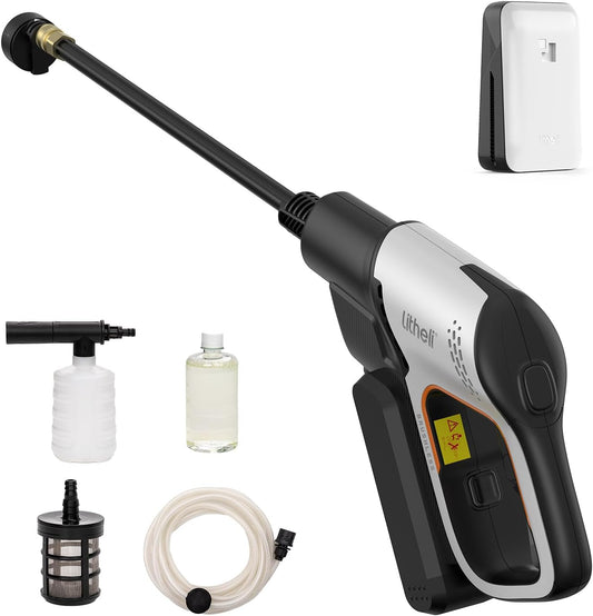 Accu-hogedrukreiniger – Mobiele Hogedrukspuit – Draadloze Waterreiniger – Tuinspuit – Auto Reinigingsapparaat – 20.000 mAh Accu – 24 Bar Druk met 5-in-1 Multifunctioneel Mondstuk
