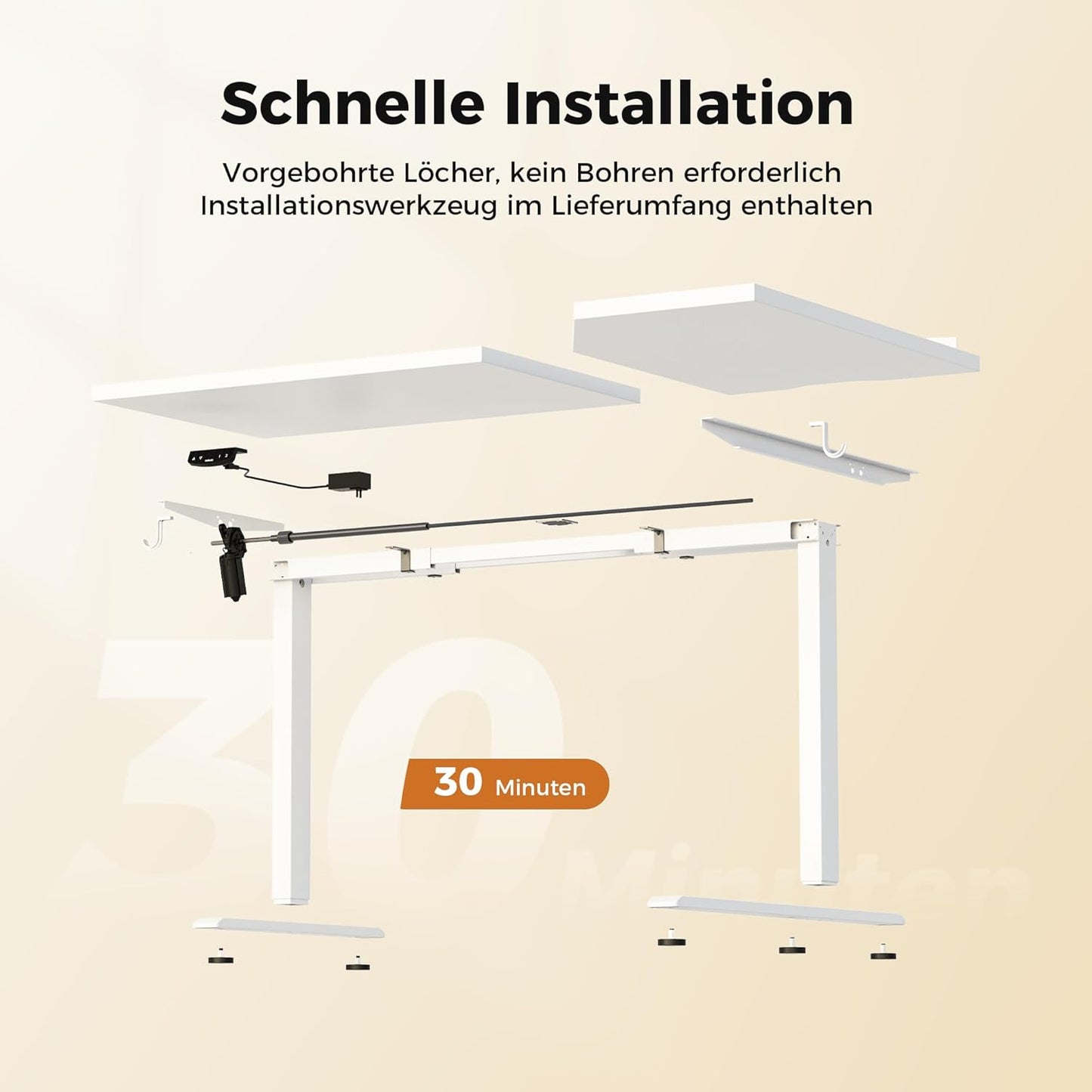 Agilestic Elektrisch sta-bureau 160 cm in L-vorm, in hoogte verstelbaar om thuis staand of zittend te werken, ergonomisch computerbureau, wit