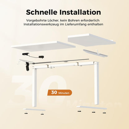 Agilestic Elektrisch sta-bureau 160 cm in L-vorm, in hoogte verstelbaar om thuis staand of zittend te werken, ergonomisch computerbureau, wit