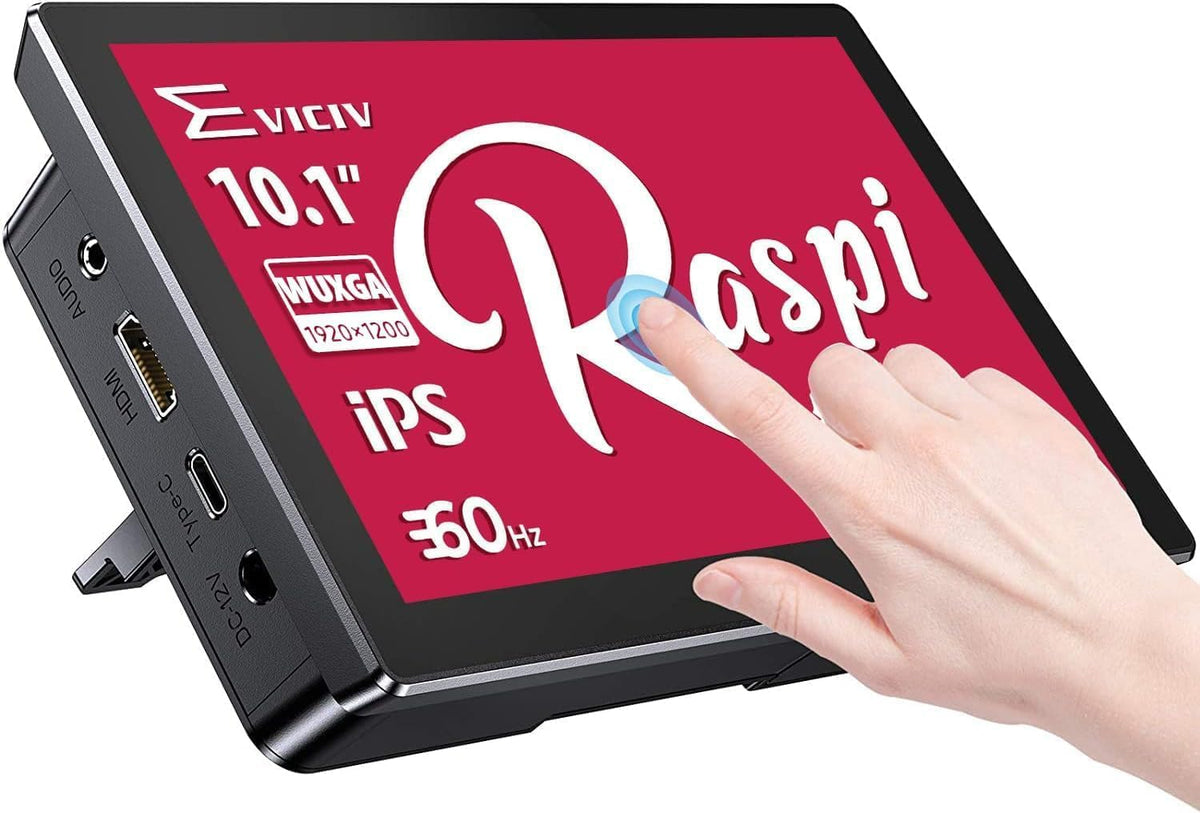 EVICIV Touchscreen monitor 10.1 inch 1920 * 1200 mini monitor voor Raspb Pi 400/4/3/2/Zero/B/B+