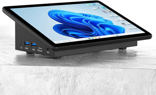 Mini PC Computer Mini Desktop PC 10.1 Inch Win 11 N5095, Mini PC with Touch Screen, 8GB RAM, 128GB eMMC, 5000mAh Battery, Dual 4K Display Output, HDMI/WiFi5/BT5.0, Dual Rs232 - QUORE
