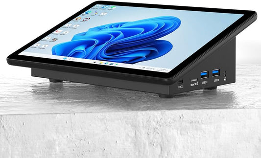 Mini PC Computer Mini Desktop PC 10.1 Inch Win 11 N5095, Mini-pc met Touchscreen, 8GB RAM, 128GB eMMC, 5000mAh batterij, Dual 4K Display Output, HDMI/WiFi5/BT5.0, Dual Rs232