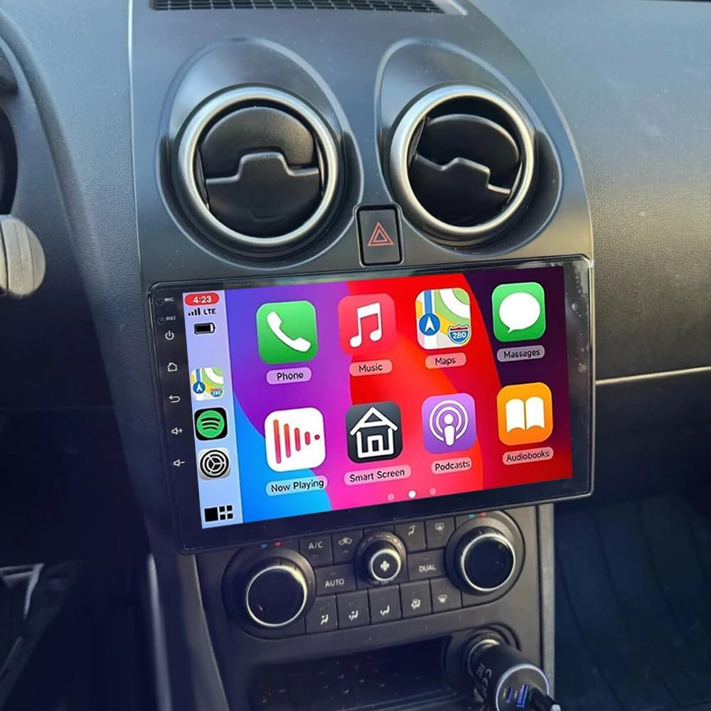 Android 14 autoradio voor Nissan Qashqai J10 2007-2016, 2 DIN Radio met CarPlay Android Auto navigatie wifi 9-inch IPS-touchscreen met Bluetooth FM/RDS + achteruitrijcamera Mirror Link 2+32G