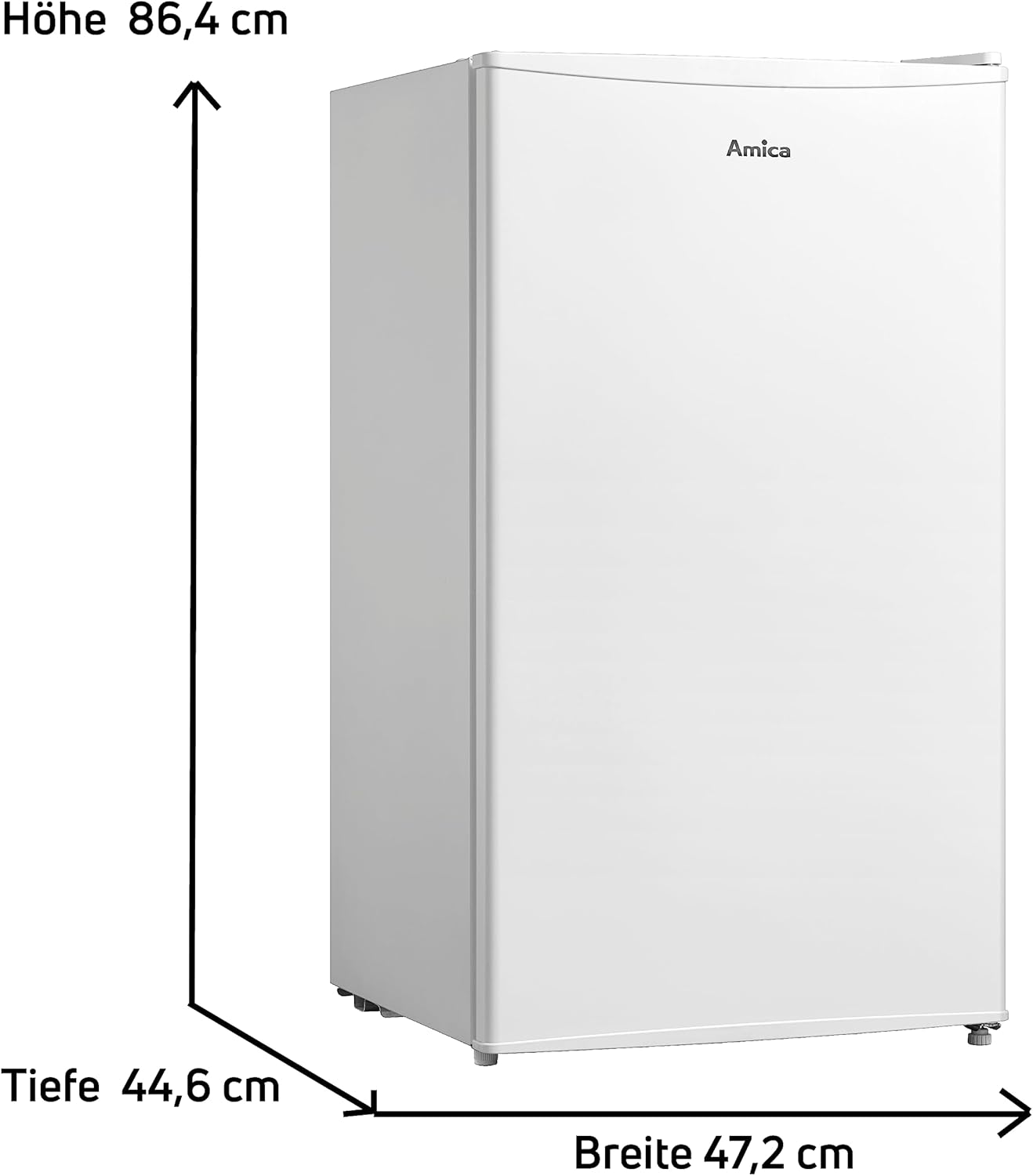 Amica VKS 351 151 W Full Chamber Fridge (without freezer compartment), white, 86.4 cm x (H) 47.2 x W x 44.8 cm (D), LED lighting, vegetable drawer - QUORE