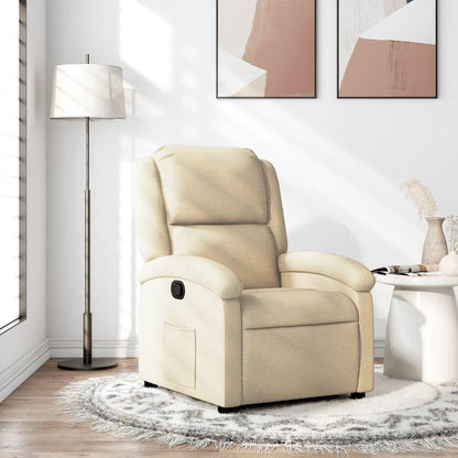 vidaXL Fauteuil verstelbaar stof crèmekleurig, relaxfauteuil, relaxstoel, armstoel, leunstoel, luie stoel, tv stoel, standenstoel, fauteuil stoel
