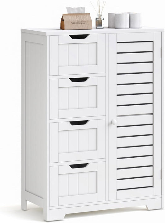 Mondeer Vloerkast voor badkamer, woonkamer, keuken, hal, 56 x 30 x 83 cm, wit