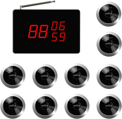 SINGCALL Draadloos Oproepsysteem Service Semafoonsysteem voor Restaurants/Hotels/Verpleeghuizen/Ziekenhuizen 1 Display-ontvanger 10 Draadloze Oproep Semafoon