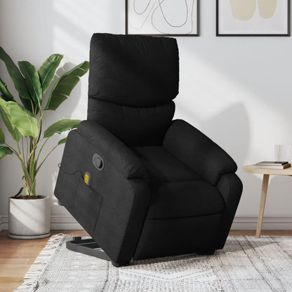 vidaXL Stand Up Massage Chair Adjustable Fabric Black, Stand Up Armchair, Adjustable Recliner for Elderly, Electric Stand Up Chair