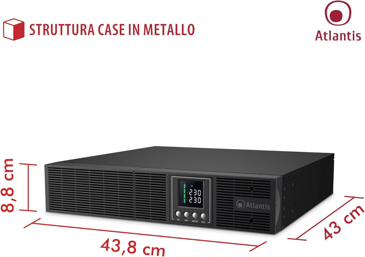 UPS Online – Noodstroomvoorziening – Stroombeveiliging – Server UPS – NAS UPS – Dubbele conversie met zuivere sinusgolf – 1500 VA / 1350 W, Rack 2U of Tower
