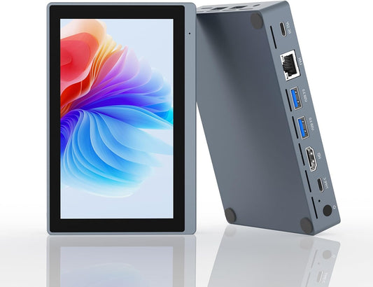 Mini computer PC mini computer decoration with touch screen display 5.5 inch, mini pc Desktop Celeron N5095 Windows 11 Pro, 8GB RAM 128GB ROM Dual Display output 4K@60Hz, HDMI 2.0, Type-C - QUORE