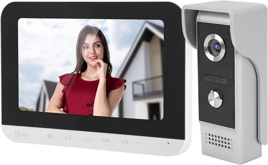 Dioche 7 Inch Bedrade Wifi-video-deurintercom, Intelligent Video-deurtelefoon-intercomsysteem, Video-deurbel-intercom-deurtelefoon met Nachtzichtcamera, APP-ontgrendeling op Afstand(EU)