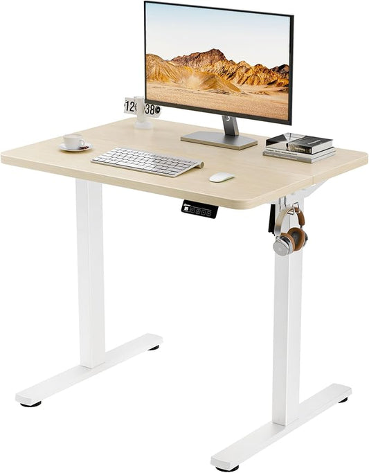 Verstelbaar Bureau – Elektrisch Zit Sta Bureau – Bureau Met Hoek – Werkplek Bureau – Compact Bureau – 80x60 cm – Elektrische Hoogteverstelling 71-118 cm – Stil En Stevig Stalen Frame