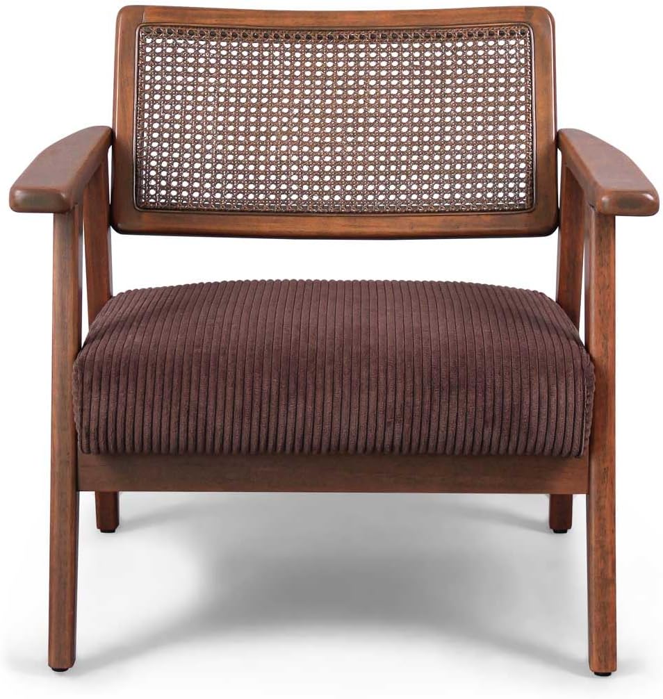 FRANKYSTAR Boca chair made of parawood solid wood with polyrattan cushions and corduroy seat