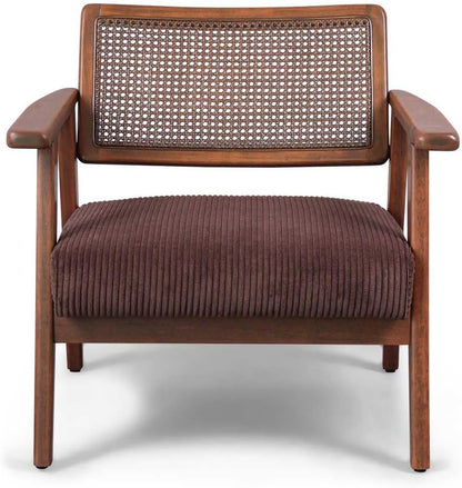 FRANKYSTAR Boca chair made of parawood solid wood with polyrattan cushions and corduroy seat