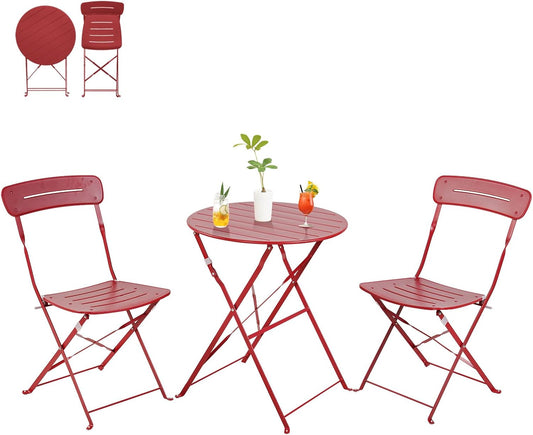 Grand patio Bistrotafel met 2 stoelen, balkonmeubelset, 3-delig, terrasmeubels, weerbestendig, bistroset, balkon, tuin, meubelset voor klein balkon (blauw)