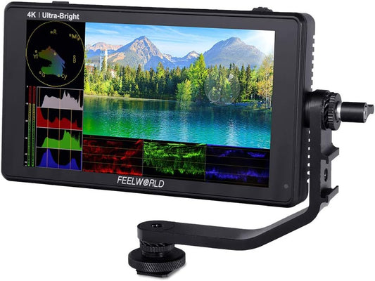 FEELWORLD LUT6S 2600Nit Camera Field Monitor 6 Inch TouchScreen 1920x1080 IPS Veldmonitor met 3G-SDI&4K HDMI Ingang/Loop Uitgang,3D LUT,HDR Golfvorm,Peak Focus DSLR Video Assist,Tilt Arm