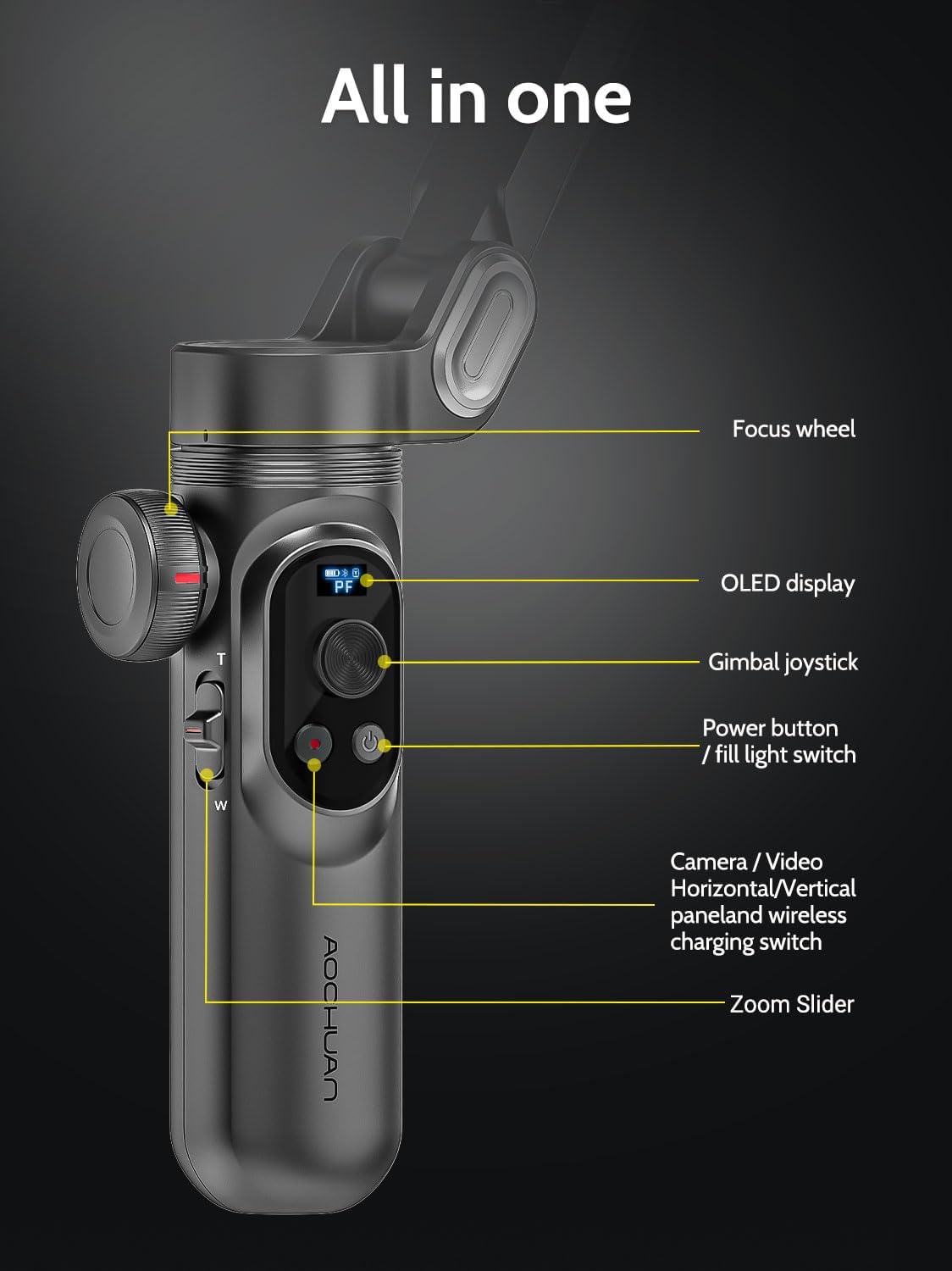 Smartphone Gimbal – Telefoon Gimbal – Telefoonstabilisator – Gimbal Stabilisator – 3-Assige Gimbal – Opvouwbaar Met RGB Magnetisch Vullicht En Automatische Tracking